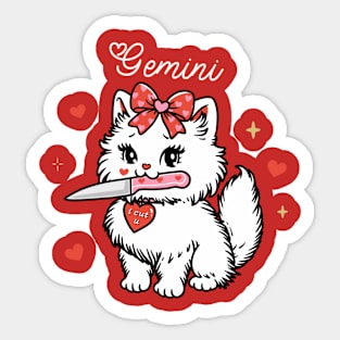 Gemini Sassy Valentines Kitty Sticker